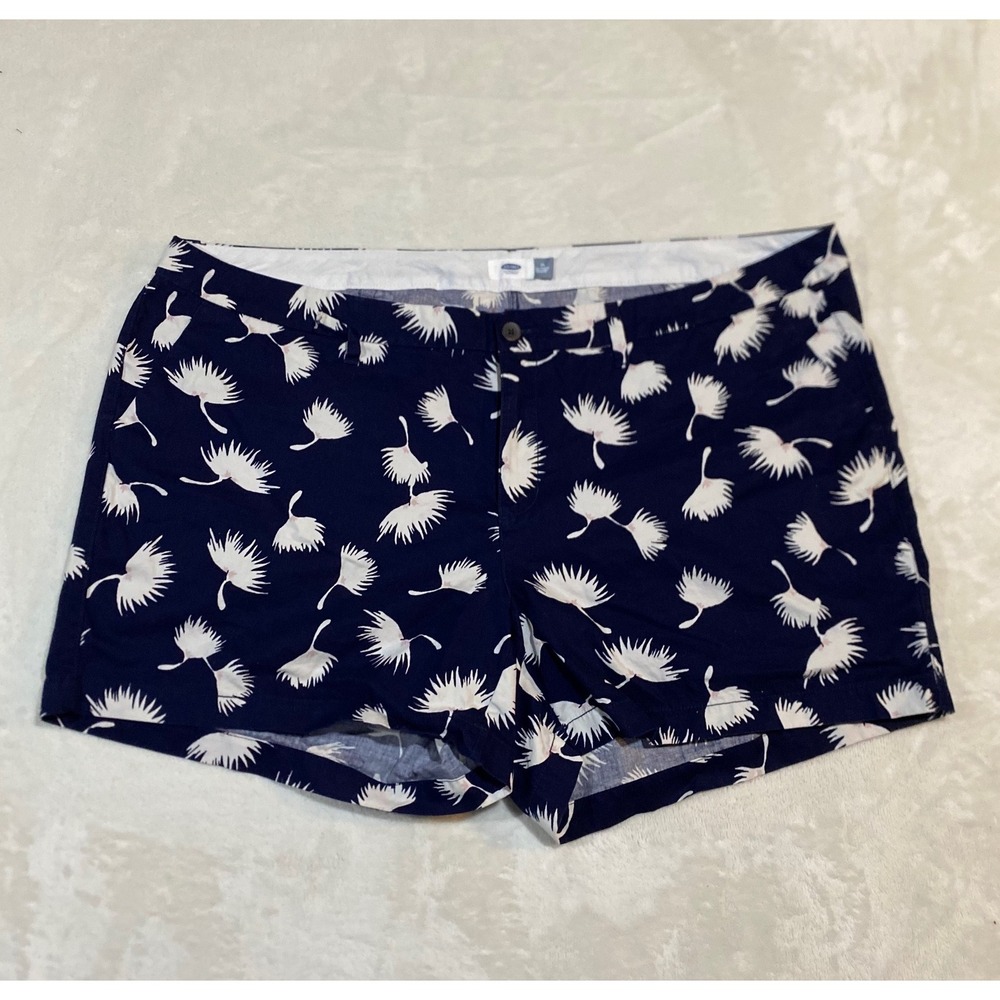 Old Navy Womens Plus 24 Navy Blue Dandelion Print 5 Inch Everyday Shorts Cotton